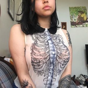 Iron Fist ribcage top with Peter Pan collar